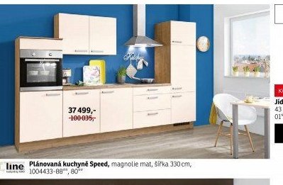 Plánovaná kuchyně Speed, magnolie mat, šířka 330 cm - ASKO akcniletaky.com