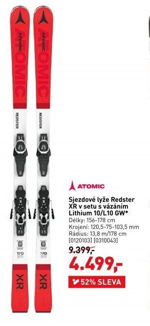 Sjezdové lyže Redster XR v setu s vázáním Lithium 10/L10 GW