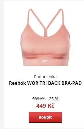 Podprsenka Reebok WOR TRI BACK BRA-PAD