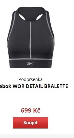 Podprsenka Reebok WOR DETAIL BRALETTE