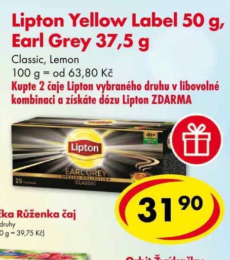 Lipton Yellow Label 50 g, Earl Grey 37,5 g