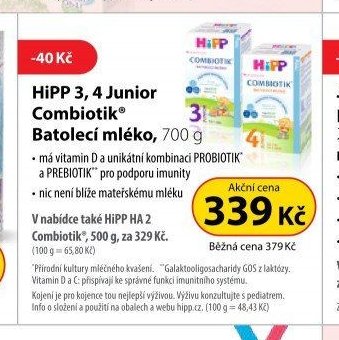 HiPP 3, 4 Junior Combiotik Batolecí mléko, 700 g