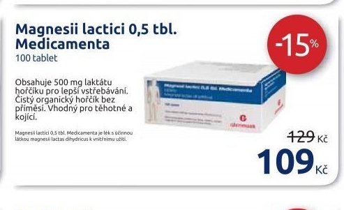 Magnesii lactici 0,5 tbl. Medicamenta