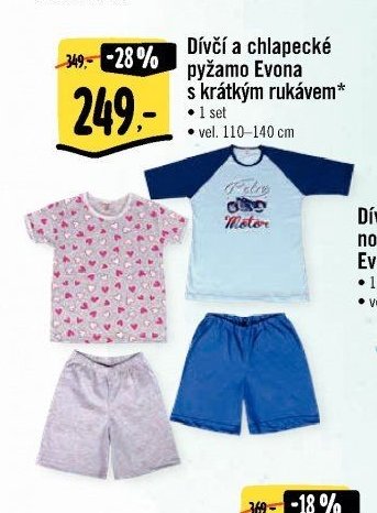 Dívčí a chlapecké pyžamo Evona s krátkým rukávem