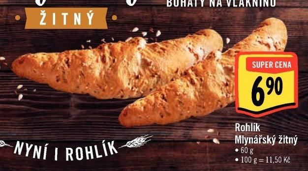 Rohlík Mlynářský žitný