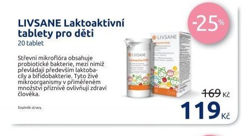 LIVSANE Laktoaktivní tablety pro děti 20 tablet