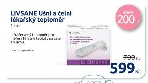 LIVSANE Ušní a čelní lékařský teploměr 1 kus
