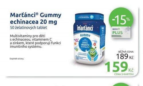 Marťánci Gummy echinacea 20 mg 50 želatinových tablet