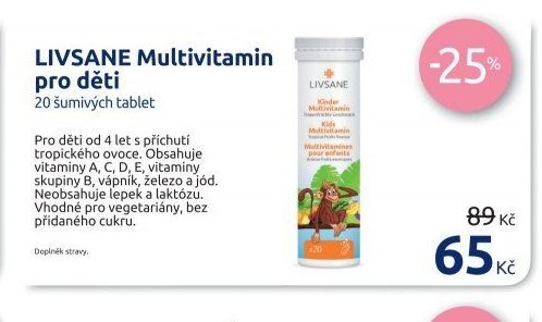 LIVSANE Multivitamin pro děti 20 šumivých tablet