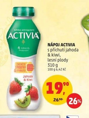 NÁPOJ ACTIVIA s příchutí jahoda & kiwi, lesní plody