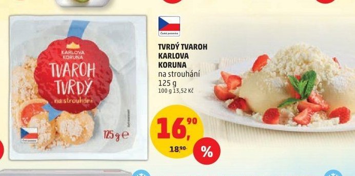 TVRDÝ TVAROH KARLOVA KORUNA na strouhání