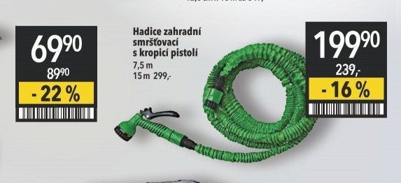 Hadice zahradní smršťovací s kropicí pistolí
