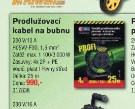 Prodlužovací kabel na bubnu (25m) - UNI HOBBY akcniletaky.com