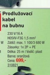 Prodlužovací kabel na bubnu 230 V/16 A (25m) - UNI HOBBY akcniletaky.com