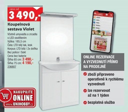 Koupelnová sestava Violet - UNI HOBBY akcniletaky.com