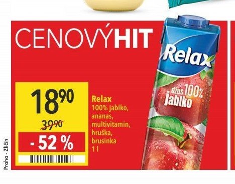Relax 100% jablko, ananas, multivitamin, hruška, brusinka 1 l