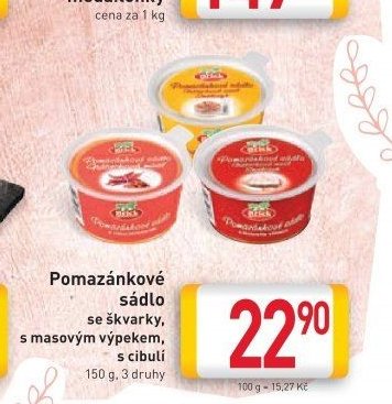 Pomazánkové sádlo se škvarky, s masovým výpekem, s cibulí