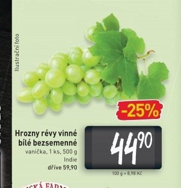 Hrozny révy vinné bílé bezsemenné