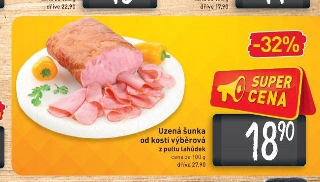 Uzená šunka od kosti výběrová