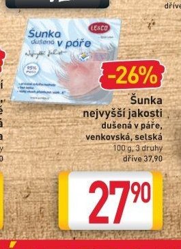 Šunka nejvyšší jakosti dušená v páře, venkovská, selská