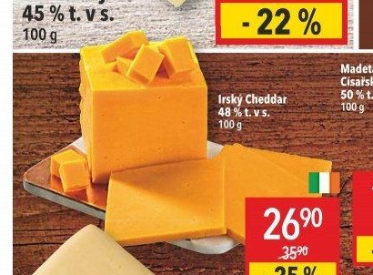 Irský Cheddar 48 % t. v s. 100 g