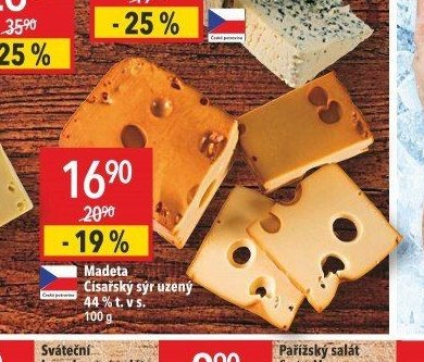 Madeta Císařský sýr uzený 44 % t. v s. 100 g