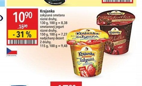 Krajanka zakysaná smetana, smetanový jogurt, nadýchaný dezert