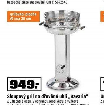Sloupový gril na dřevěné uhlí „Bavaria“