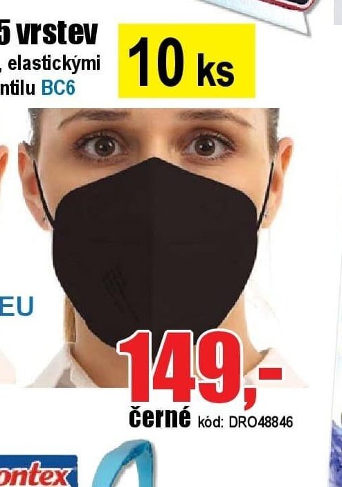 Respirátor FFP2 NR, 5 vrstev černé