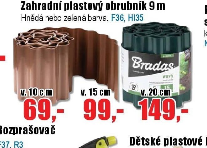Zahradní plastový obrubník 9 m