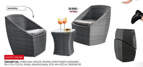 Zahradní set, umělý ratan antracit - ASKO akcniletaky.com
