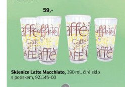 Sklenice Latte Macchiato, 390 ml, čiré sklo s potiskem - ASKO akcniletaky.com