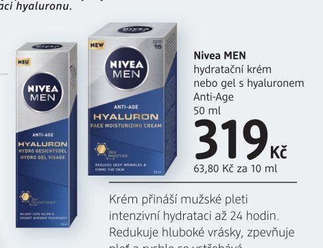 Nivea MEN hydratační krém nebo gel s hyaluronem Anti-Age
