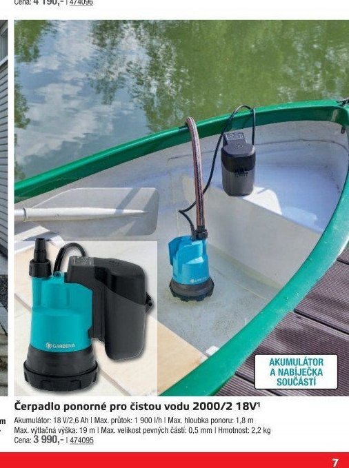 Čerpadlo ponorné pro čistou vodu 2000/2 18V