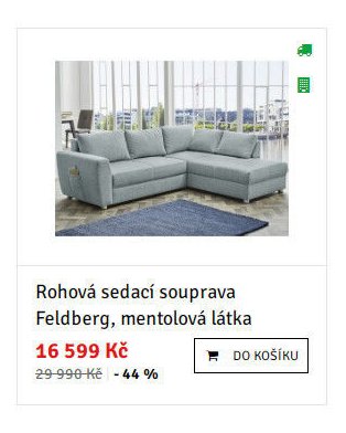 Rohová sedací souprava Feldberg, mentolová látka - ASKO akcniletaky.com