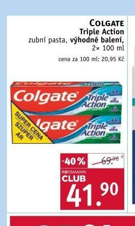 COLGATE Triple Action zubní pasta, výhodné balení, 2x 100 ml
