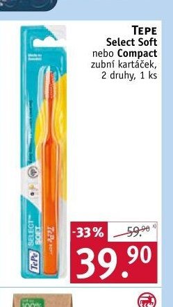 TEPE Select Soft nebo Compact zubní kartáček, 2 druhy, 1 ks