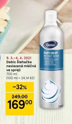 Debic Šlehačka neslazená mléčná ve spreji