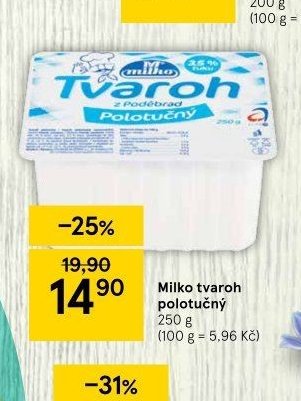 Milko tvaroh polotučný
