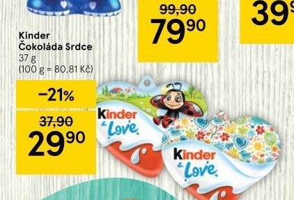 Kinder Čokoláda Srdce