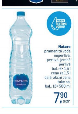 Natura pramenitá voda neperlivá, perlivá, jemně perlivá