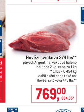 Hovězí svíčková 3/4 lbs