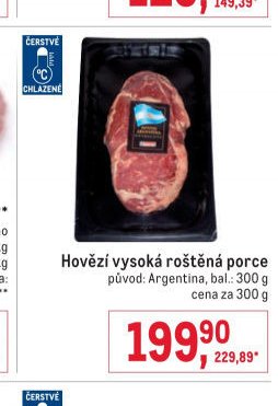 Hovězí vysoká roštěná porce