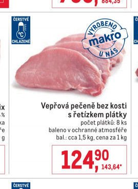 Vepřová pečeně bez kosti s řetízkem plátky