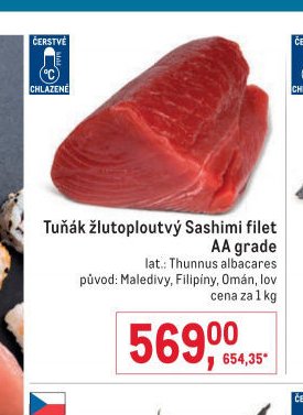 Tuňák žlutoploutvý Sashimi filet