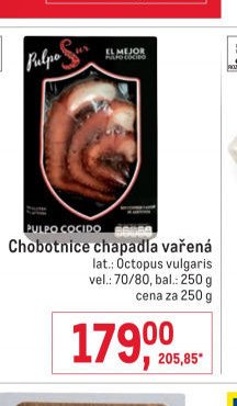 Chobotnice chapadla vařená