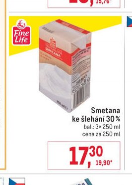 Smetana ke šlehání 30%