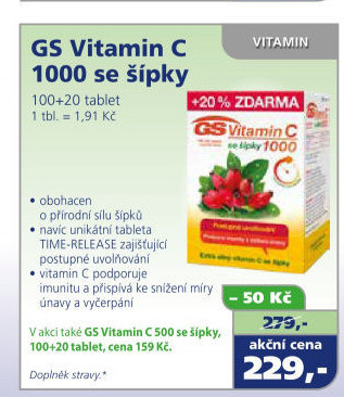 Doplněk stravy Vitamin C 1000 se šípky GS