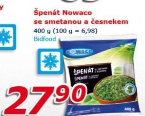 Špenát ochucený mražený Nowaco