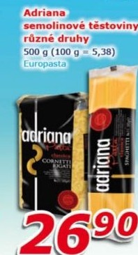Těstoviny semolinové Adriana